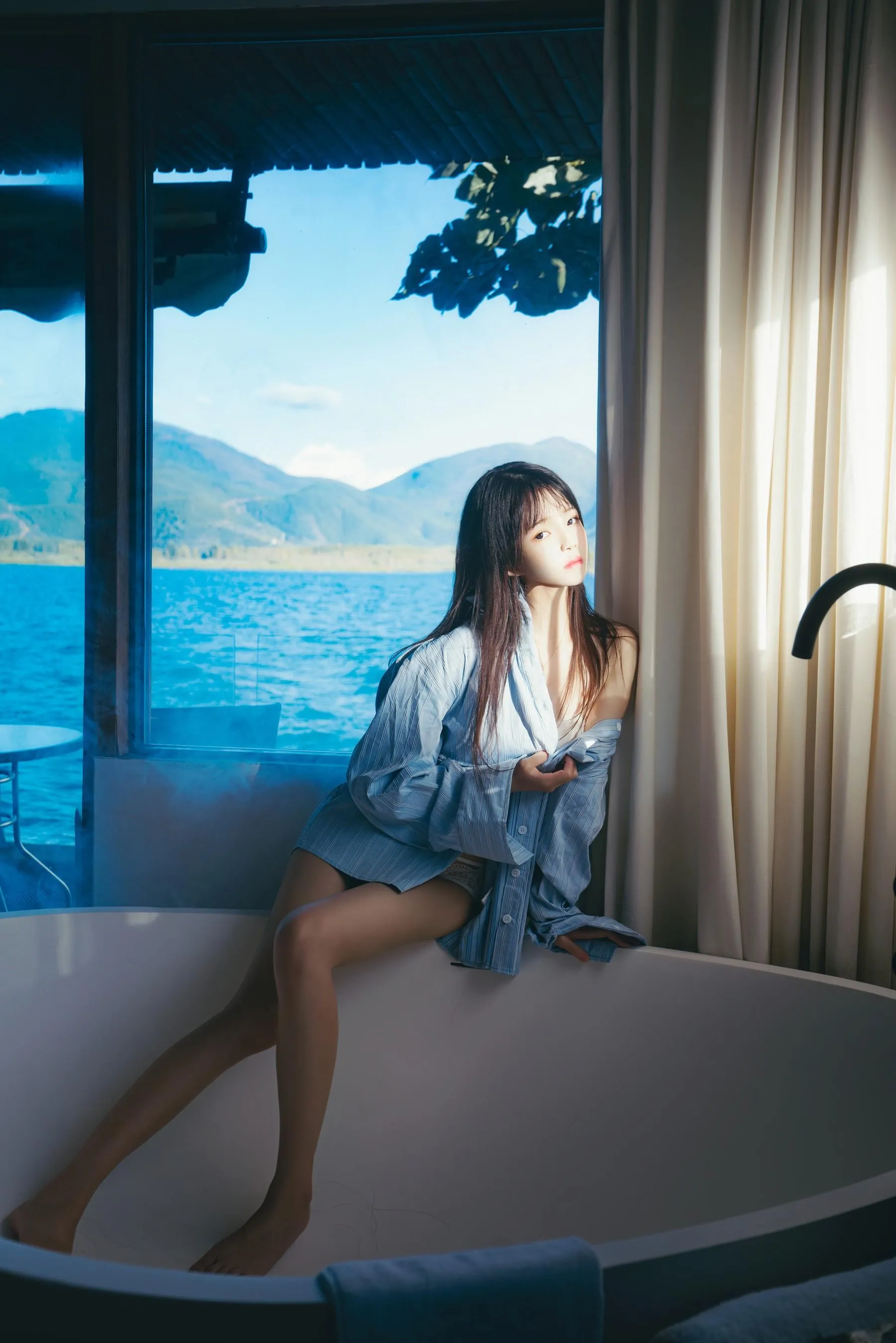 桜桃喵 – NO.159 蓝衬衫 [45P]插图3